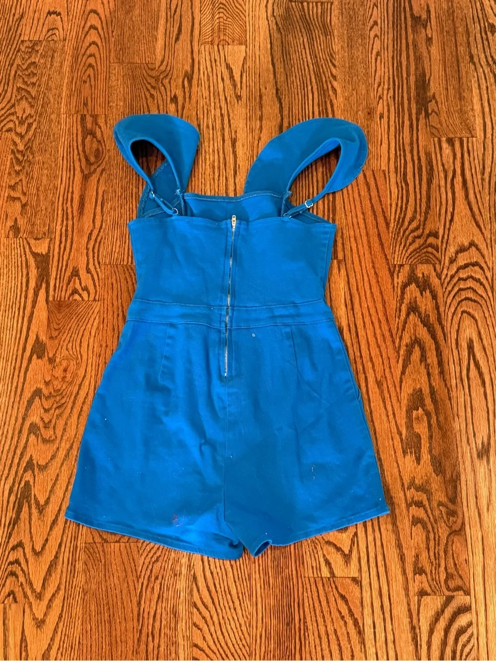 Girls Blue Ruffle-Shoulder Romper - Picture 2 of 2